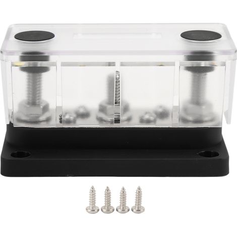 Bloc de distribution électrique avec couvercle, bornes M8 et vis M4, 12‑48V 150A noir pour voitures camions camping-cars bateaux (1/5)