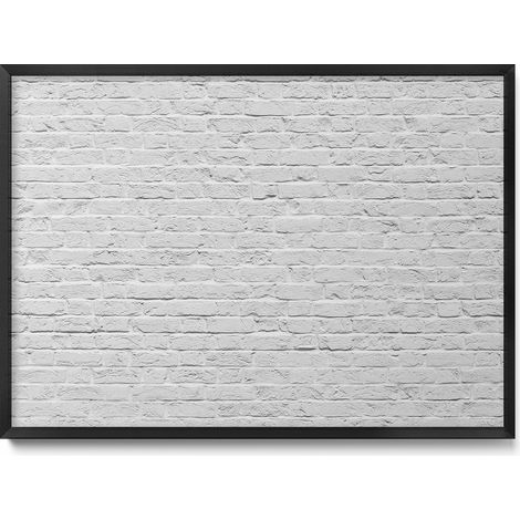 Tableau Magnétique en Métal pour Aimants - Motif Mur en briques clair - Minimaliste - Cadre Noir - 70x50 cm - Tableau Métallique Aimanté (1/5)