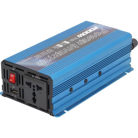 Onduleur de voiture 2000W, convertisseur solaire universel en alliage d'aluminium, faible bruit, onde sinusoïdale modifiée, charge polyvalente (1/5)
