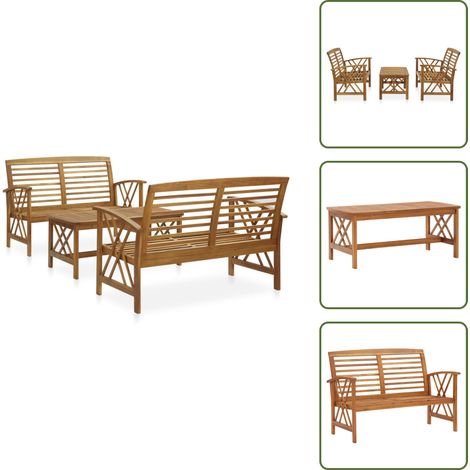 Muebles de exterior - vidaXL Juego de muebles de jardín 3 piezas madera maciza de acacia - Mesa de centro
