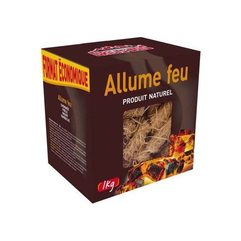Allume-feu - Laine de bois - 1 kg - Boîte env. 75 pièces - Laine de bois