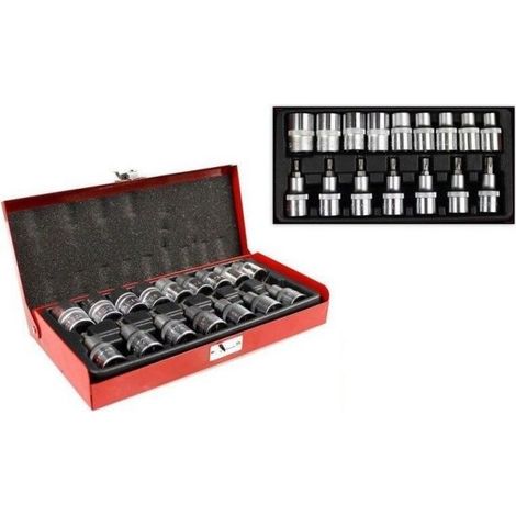 SET CHIAVI A BUSSOLA TORX MASCHIO FEMMINA T30 T70  E10-24 IMPRONTA BOX METALLO