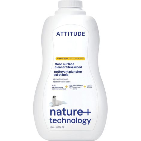 Nettoyant Sol, Certifié EWG Verified, Végane, Ingrédients à Base de Plantes, Sans Traces, Multi-Surface, Carrelage, Bois et Plancher, Parfum Zeste d’Agrumes, 1.04 Litre (1/5)