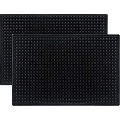 Juego de 2 alfombrillas negras de 45 x 30 cm para barra de goma