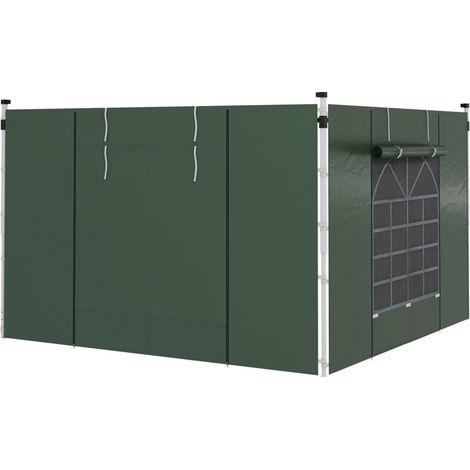 Panneaux latéraux pour tonnelle 3 x 3 / 3 x 6 m, bâches latérales avec fenêtre et porte, parois de rechange pour tente de réception, tissu Oxford, vert