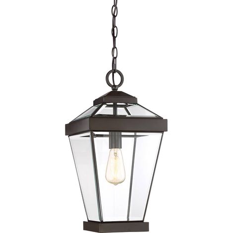 Lampe d'extérieur chaîne lanterne suspension laiton D 25,4 cm acier verre vintage (1/5)