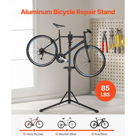 Pied d'atelier vélo pliable, hauteur réglable 1035-1630 mm, support de réparation de vélo robuste, charge 38,56 kg, stand de bicyclettes avec plateau à outils magnétique, pour VTT et vélos route (1/5)