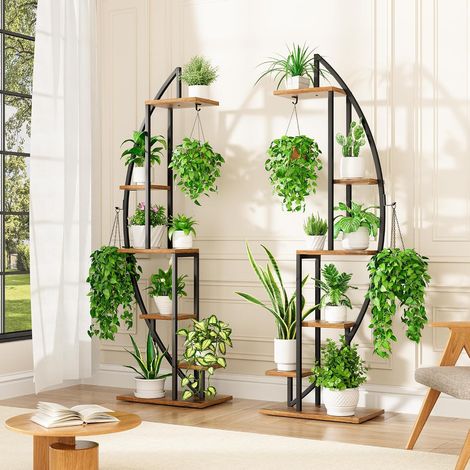 Porte Plante Interieur - Support pour Plantes en 6 Niveaux, Étagère pour Plantes de 160cm haut, Grandes étagères d'affichage pour Plantes d'intérieur, Support Pour Plantes d'angle pour Salon (1/5)
