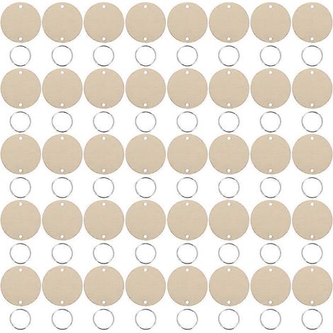 200 étiquettes rondes en bois : étiquettes rondes en bois brut de 3 cm avec trous et anneaux en fer pour loisirs créatifs, calendriers d’anniversaires et décorations de mariage. (1/5)
