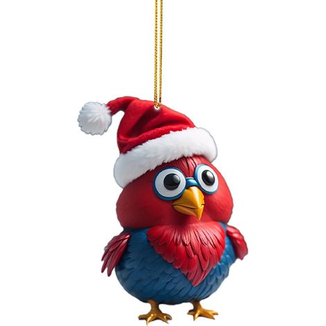 Pendentif Coq - Décoration Arbre De Noël - Pendentif Voiture Et Sac - 8 cm - 1 Pièce