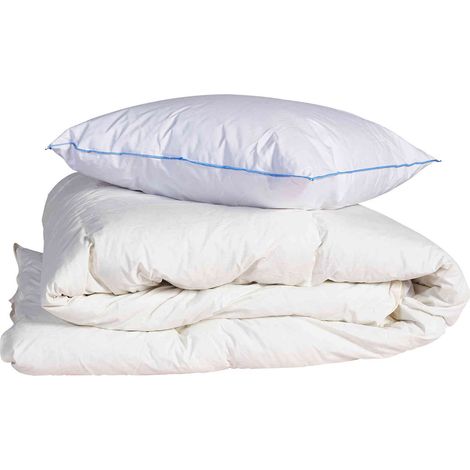 Pack couette confort 140x200 et oreiller 30% duvet de canard anti-allergènes Someo