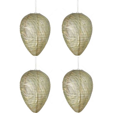 Lanternes anti-chèvres pour l'extérieur - faux nids de guêpes pour terrasse et jardin, papier imperméable 28x22cm, lot de 4 avec ruban et support (1/3)