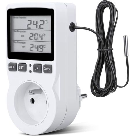 Digitaler Temperaturregler, Thermostatstecker für Heizung und Kühlung, LCD-Temperaturregler, 200–250 V für die Temperaturregelung in Bauernhäusern (1/5)