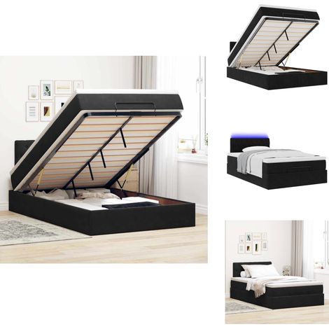 Cadre de lit ottoman avec matelas noir 120x200 cm velours - Cadre De Lit Ottoman - Cadres De Lit Ottoman - Cadre De Lit - Cadre De Lit Avec Rangement (1/5)