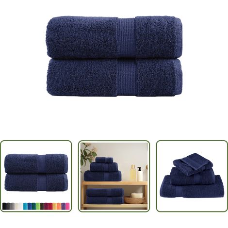 vidaXL Gesichts-Handtuch - Premium-Waschtücher SOLUND 2 Stk. Marineblau 30x30 cm 600 g/m² (1/5)