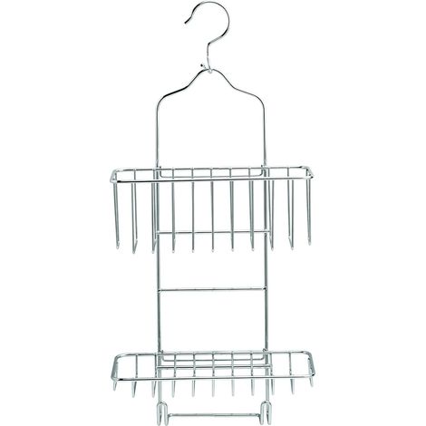 King Home MENSOLA DOCCIA CON GANCIO A DUE RIPIANI cromata con finitura a specchio 10x43x24h cm (1/4)