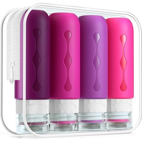 APEX Deux ensembles de huit flacons de voyage en silicone étanches, adaptés aux lotions pour la peau ou aux articles de toilette (90 ml). (1/5)