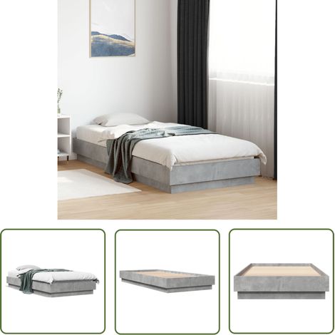 The Living Store Bettgestell Betongrau 100x200 cm Holzwerkstoff - Beton Grau - Holzbett - Doppelbett - Bettgestell - Singlebett (1/5)