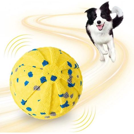 Pelota interactiva para perros: juguete inteligente para perros pequeños, rotación y rebote automáticos, fabricada en E, TPU, Color amarillo (1/5)