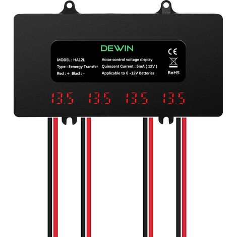 Battery Equalizer, 48V Battery Equalizer with Digital Display, Battery Balancer for 4 x 12V Lithium and Lead-Acid Batteries