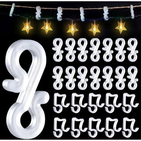 100 ganchos para luces navideñas, ganchos para canaletas, clips de luz duraderos, ganchos para canaletas navideñas exteriores para decoraciones navideñas con luces (1/4)