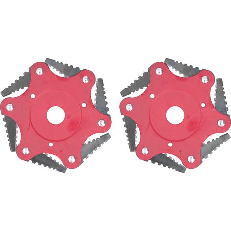 Lot de 2 lames de coupe débroussailleuse 6 dents, alliage manganèse haute dureté robustesse, pour tête de coupe (1/5)