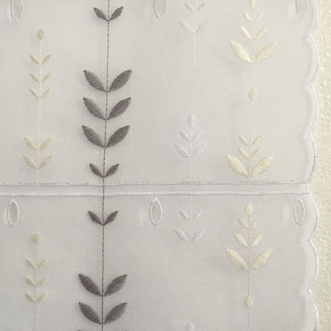 Modulable brodé feuilles d'orgeat Gris clair 90x220 cm