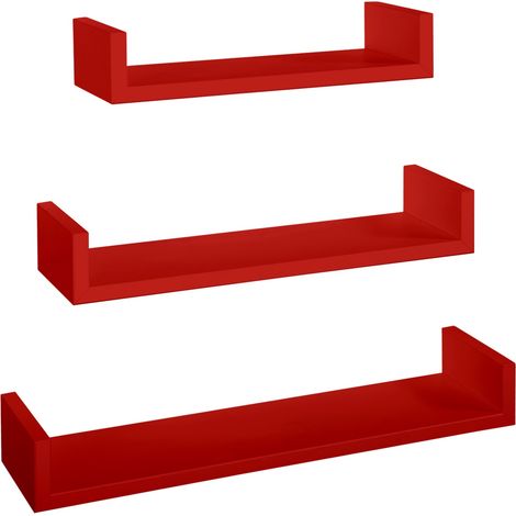 3er set wandregal mod. Calamita farbe rot (1/4)
