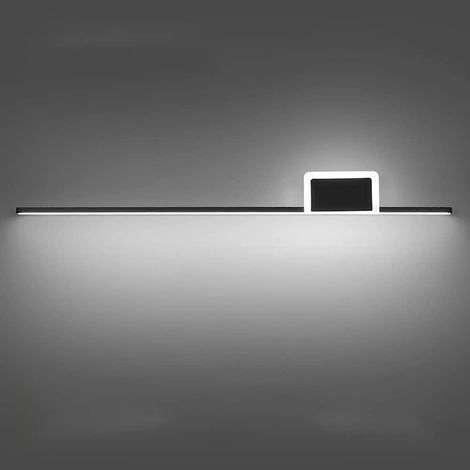 Applique murale linéaire noire, applique murale à longue bande en métal avec abat-jour en acrylique ultra fin, applique murale LED moderne - 6000K, appliques murales de chevet, appliques mural (1/5)