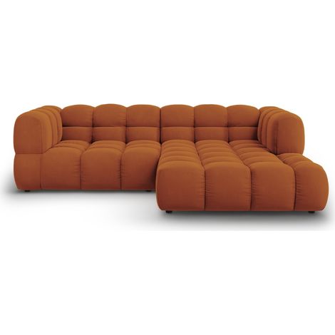 Canapé d'angle droit modulable 3 places en velours terracotta (1/5)
