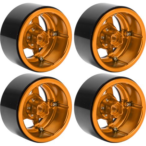 Satz mit 4 leichten Fünf-Speichen-Beadlock-Felgen aus Aluminiumlegierung für Axial SCX10 90046 Micro-Crawler (goldfarben). (1/5)