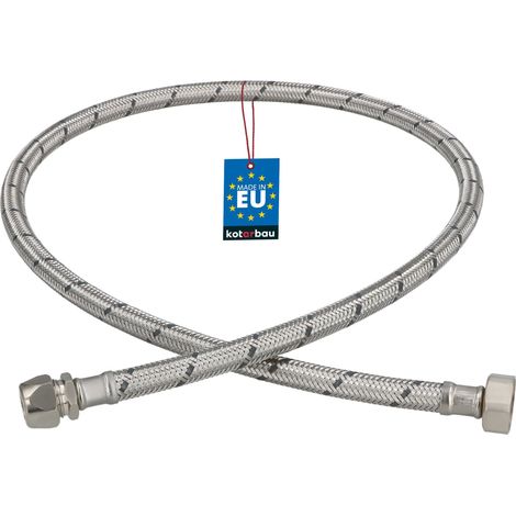 KOTARBAU® Flexible Robinet 1/2" x 3/8" - Tuyau Robinet Cuisine 100 cm - Écrou Tournant x Raccord à Sertir - Rallonge Robinet Cuisine Flexible - Tuyau Flexible Plomberie - Acier Inoxydable - Argent (1/4)