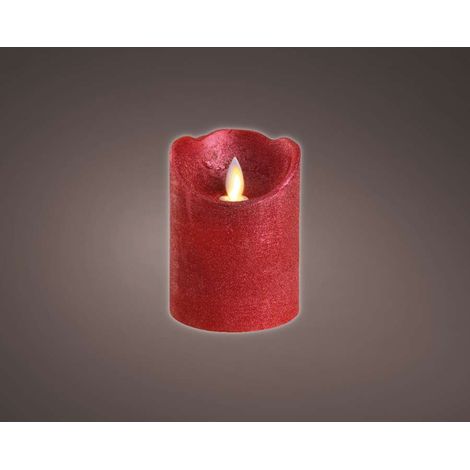 Candela LED da interno ø7.5x10cm Colore rosso finitura metallizzata luce bianca calda
