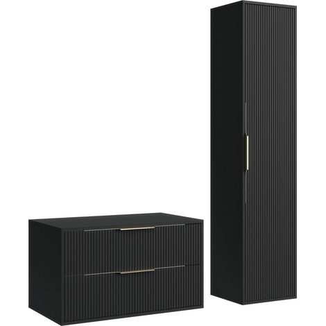 Mueble de baño Rimini 80 cm - Negro mate -  Mueble de baño con a