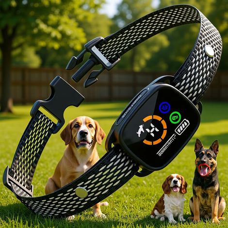 Wiederaufladbares und wasserdichtes Antibellhalsband für kleine und große Hunde mit Vibrations-/Glockenfunktion – 1 Stück
