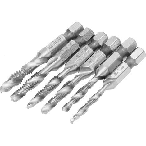 6 pièces robinets HSS tige hexagonale filetage Standard américain foret à tarauder combiné outils à main (1/5)