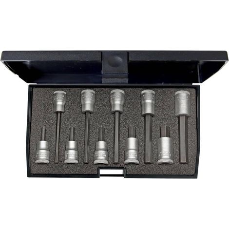 Jeu de tournevis 3/8" 10 pces 6 pans femelle 4-10 mm