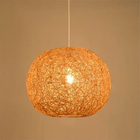 Suspension en Rotin Naturel Lustre Tissé À La Main Îlot De Cuisine Lampe Suspendue Ferme DropLights Café Librairie Couloir Luminaire-Karteo (1/4)