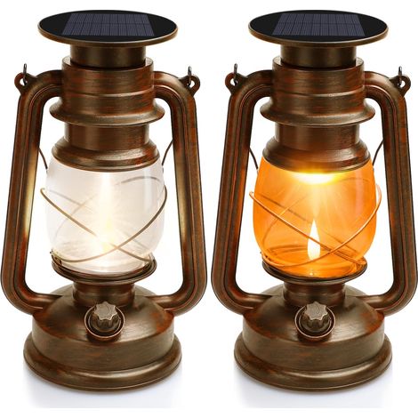 Lanterne Solaire Extérieure, 2 Pièces Lampe Tempete Solaire, Lanterne Solaire Jardin, Lampe Tempete Led, Deux Modes D'éclairage,Lanterne Decorative étanches pour le Porche,Terrasse,Cour,Jardin,Camping