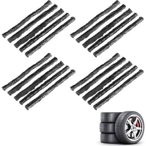 Tire Repair Kit, 20 Tire Repair Plugs, Repair Strips, Car Tire Repair Kit, Tubeless Tire Repair Kit, Tire Repair Strips, for Car, Van, Motorcycle, Black (1/4)