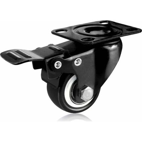1.5"/38mm Swivel Caster,Furniture Casters,Wheels With Brake,Industrial Plate Furniture Wheel,Heavy Duty 420kg Caster(Black,1pcs) (1/4)