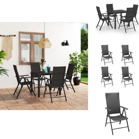 Ensemble à manger de jardin 5 pcs noir - Ensemble Salon De Jardin - Meuble De Jardin - Table Et Chaises - Table Basse Jardin - Set Repas Extérieur (1/5)