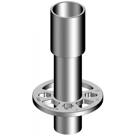 Layher – Embase acier galvanisé pour échafaudage multidirectionnel – Disque perforé pour socle fixe ou réglable – NF – Usage chantier humide
