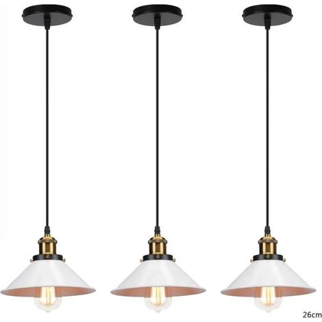 U-Do 3Pcs Suspension Luminaire Vintage Lampe éclairage Lustre Cage en Fer Blanc décoration Chambre  Escaliers (1/4)
