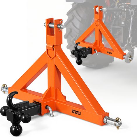 VEVOR Attelage de Remorque 3 Points avec Recepteur 50,8 mm Triangle deAttelage avec 3 Boules et Crochet, Adaptateur pour Tracteur Categorie 1, Compatible avec Kubota, John Deere, Ford, Massey Ferguson (1/5)