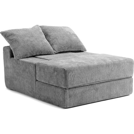 Divano letto pieghevole, poltrona trasformabile in letto, grigio, con 2 cuscini (1/5)