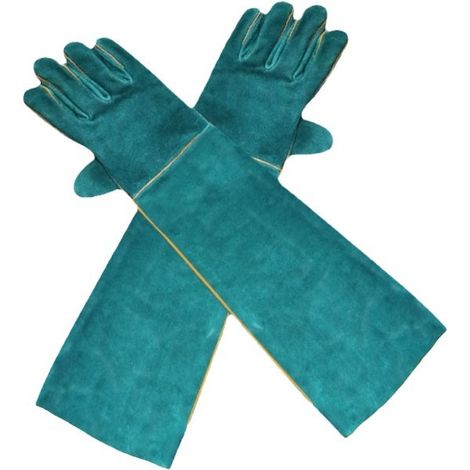BRAVIX Anti-Morsure Gants de Manutention pour Animal, 60cm Gants de Travail en Cuir Polyvalents pour le Soudage, le Jardinage ou la Manipulation de Chiens/ Chats/ Oiseaux/ Lézards/ Faucons/ Reptiles (1/5)