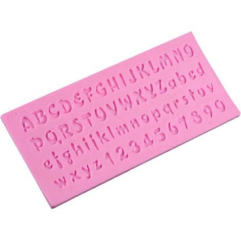 Moule à lettres et chiffres pour pâtisserie, 2 pièces, en silicone rose, outil pour fondant au chocolat (1/5)