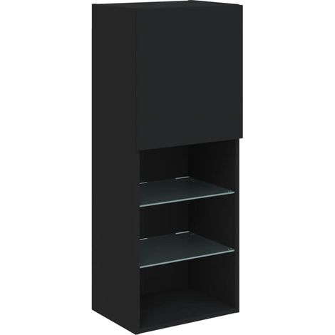 Mobile TV multimediale scaffale per televisione televisore buffet sala da pranzo soggiorno camera da letto con luci a LED 40,5 x 30 x 102 cm nero 020026598