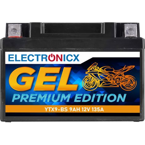 Electronicx GEL Motorradbatterie 12V 9Ah YTX9-BS  Wartungsfrei, kraftvolle Startleistung, für Motorrad & Roller - Premium Batterie 12V Wartungsfrei (1/5)